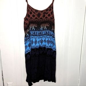 Earthbound Boho Indian ombre mini dress size small